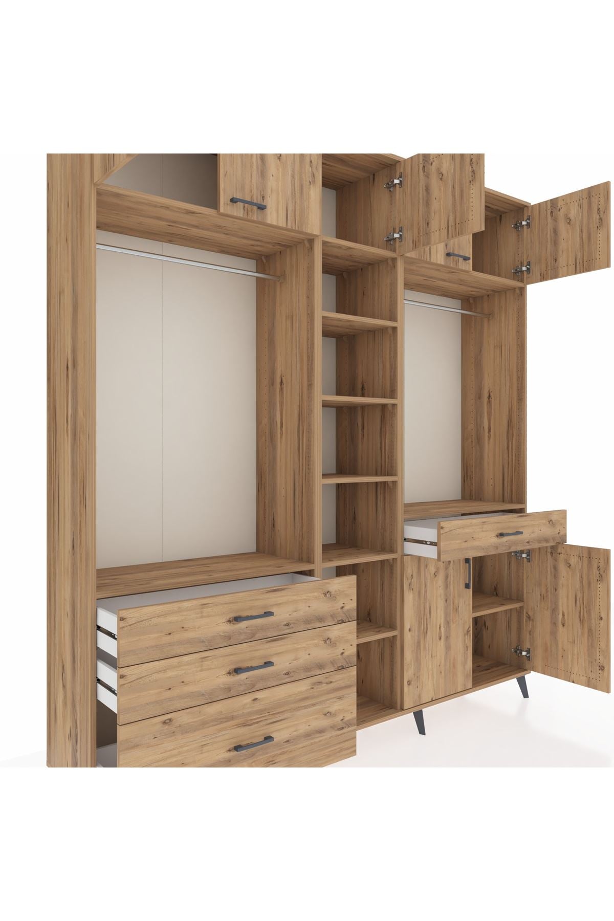 Hyperion Dolap 11 Raflı 4 Çekmeceli 2 Askılı 220x44x243 - S553M056V21B