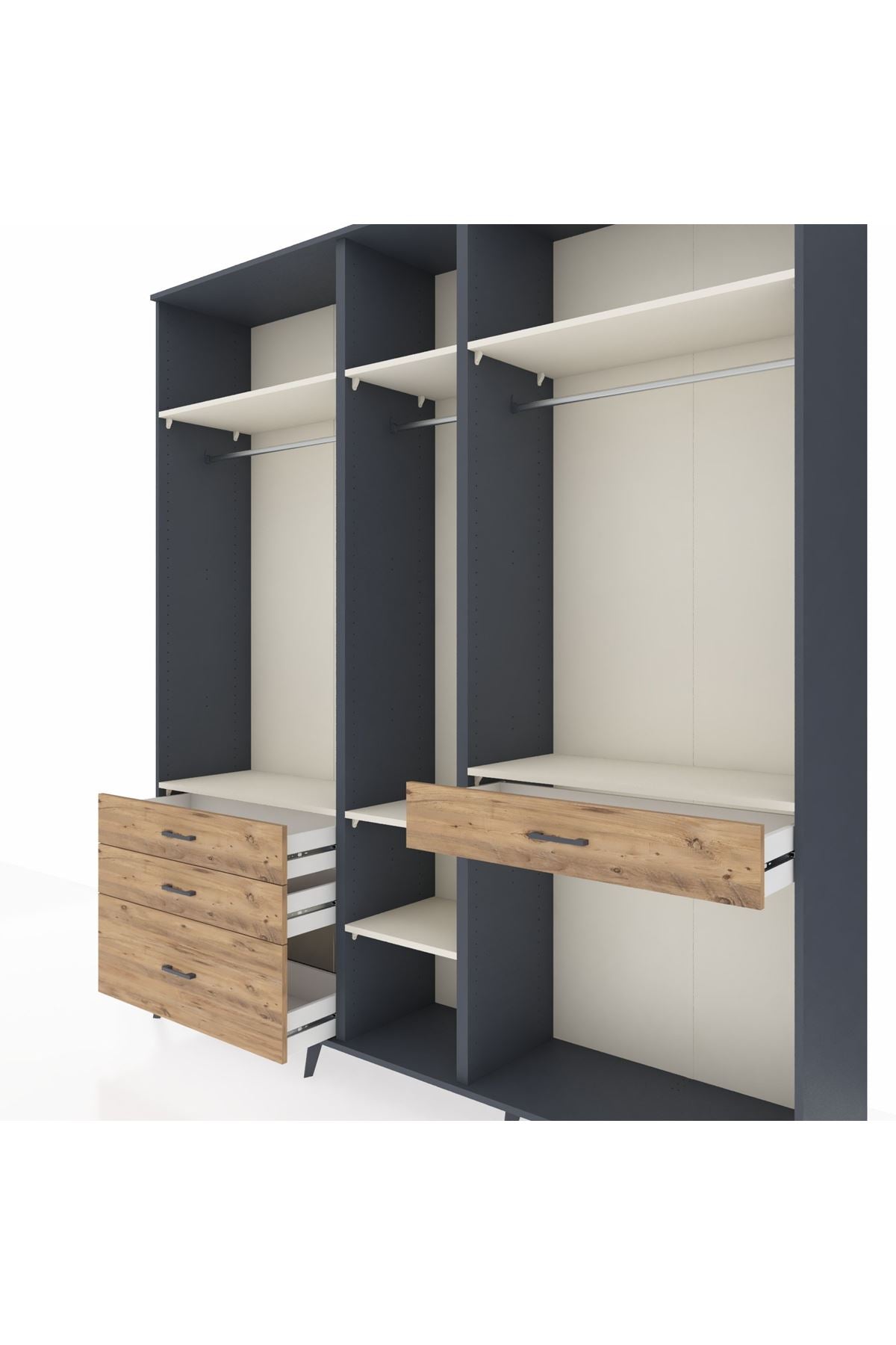 Hyperion Dolap 7 Raflı 4 Çekmeceli 3 Askılı 220x44x243 - S553M057V15B