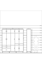 Hyperion Dolap 8 Raflı 4 Çekmeceli 3 Askılı 220x44x243 - S553M058V06B