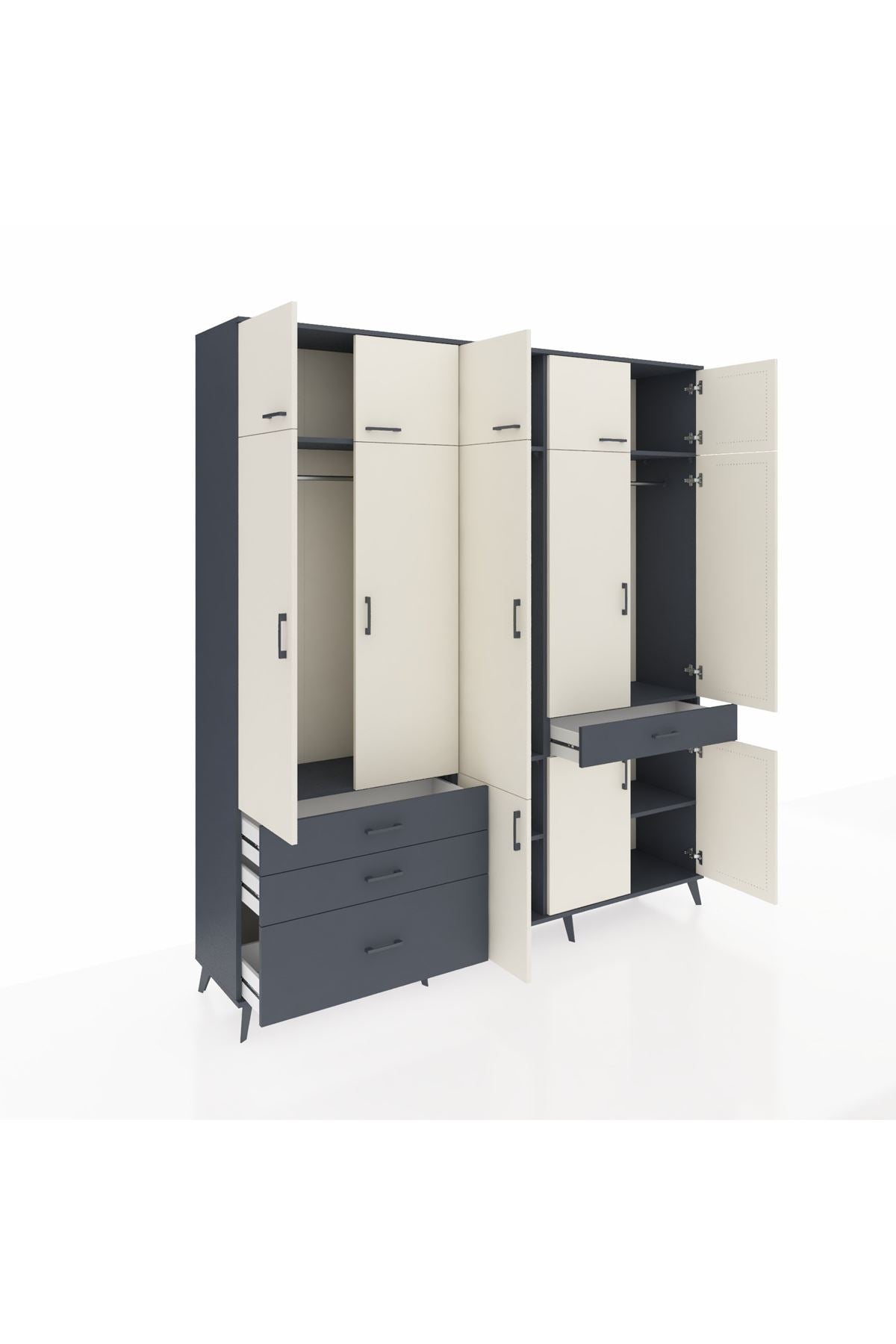 Hyperion Dolap 8 Raflı 4 Çekmeceli 3 Askılı 220x44x243 - S553M058V14B