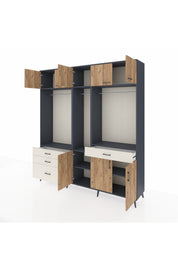 Hyperion Dolap 8 Raflı 4 Çekmeceli 3 Askılı 220x44x243 - S553M059V10B