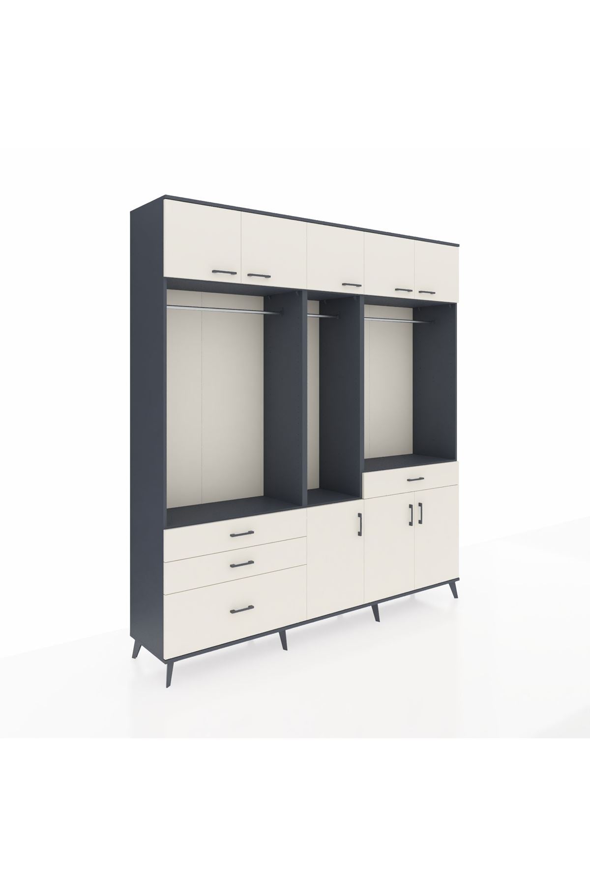 Hyperion Dolap 8 Raflı 4 Çekmeceli 3 Askılı 220x44x243 - S553M059V13B