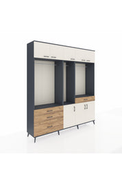 Hyperion Dolap 8 Raflı 4 Çekmeceli 3 Askılı 220x44x243 - S553M059V15B