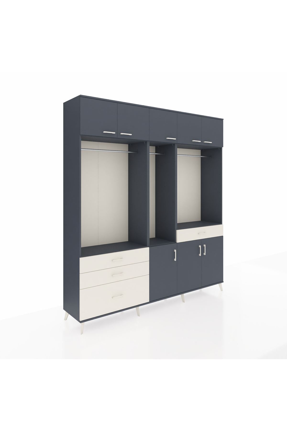 Hyperion Dolap 8 Raflı 4 Çekmeceli 3 Askılı 220x44x243 - S553M059V16B