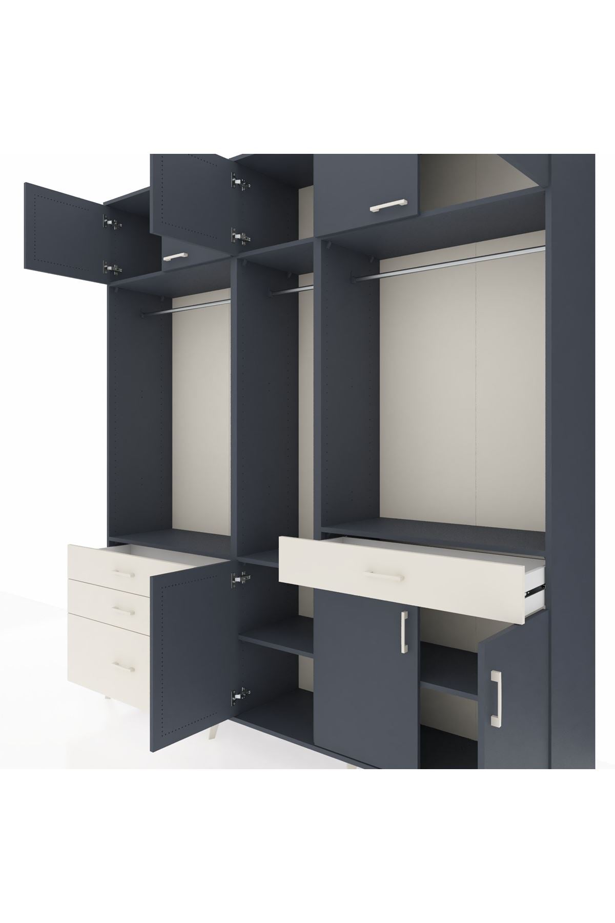 Hyperion Dolap 8 Raflı 4 Çekmeceli 3 Askılı 220x44x243 - S553M059V16B