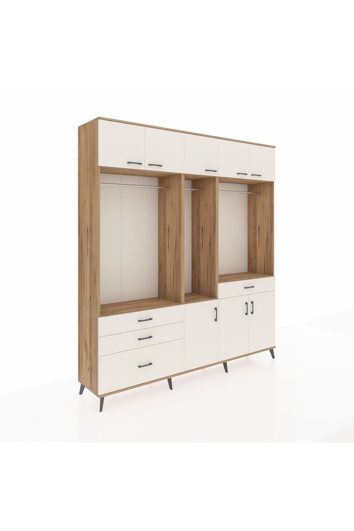 Hyperion Dolap 8 Raflı 4 Çekmeceli 3 Askılı 220x44x243 - S553M059V22B