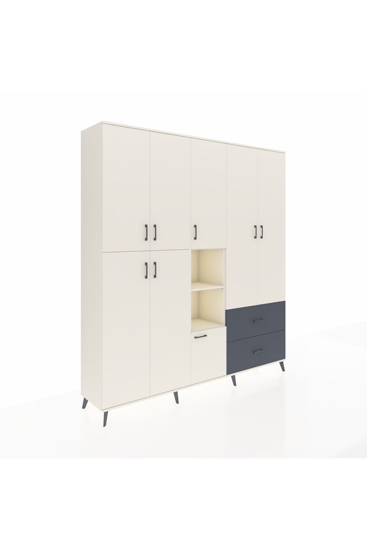 Hyperion Dolap 12 Raflı 2 Çekmeceli Tek Askılı 220x44x243 - S553M063V05B