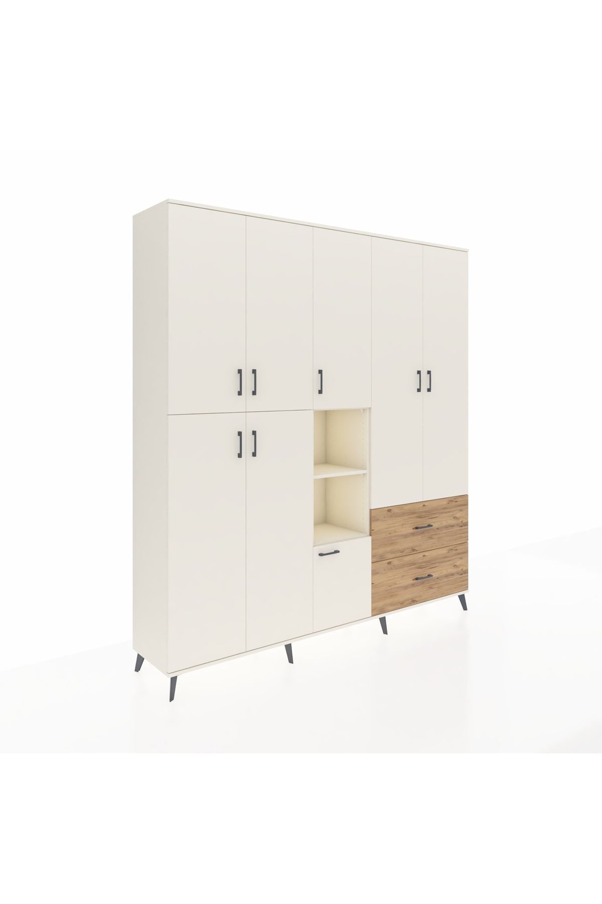 Hyperion Dolap 12 Raflı 2 Çekmeceli Tek Askılı 220x44x243 - S553M063V06B