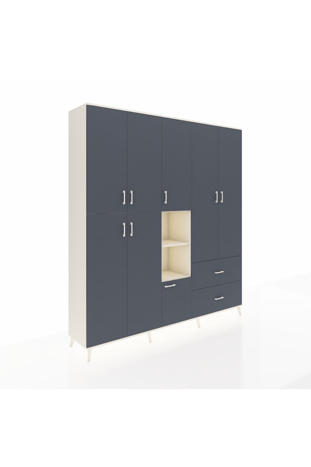 Hyperion Dolap 12 Raflı 2 Çekmeceli Tek Askılı 220x44x243 - S553M063V08B