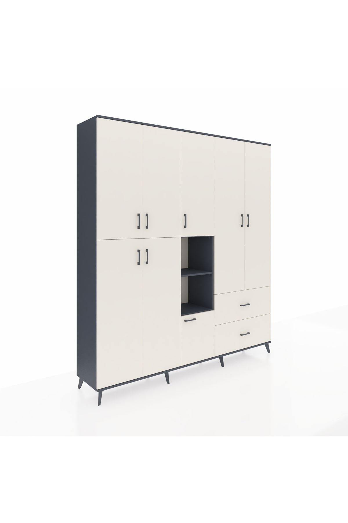 Hyperion Dolap 12 Raflı 2 Çekmeceli Tek Askılı 220x44x243 - S553M063V13B