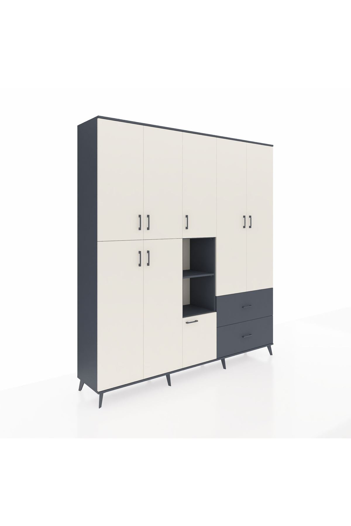 Hyperion Dolap 12 Raflı 2 Çekmeceli Tek Askılı 220x44x243 - S553M063V14B