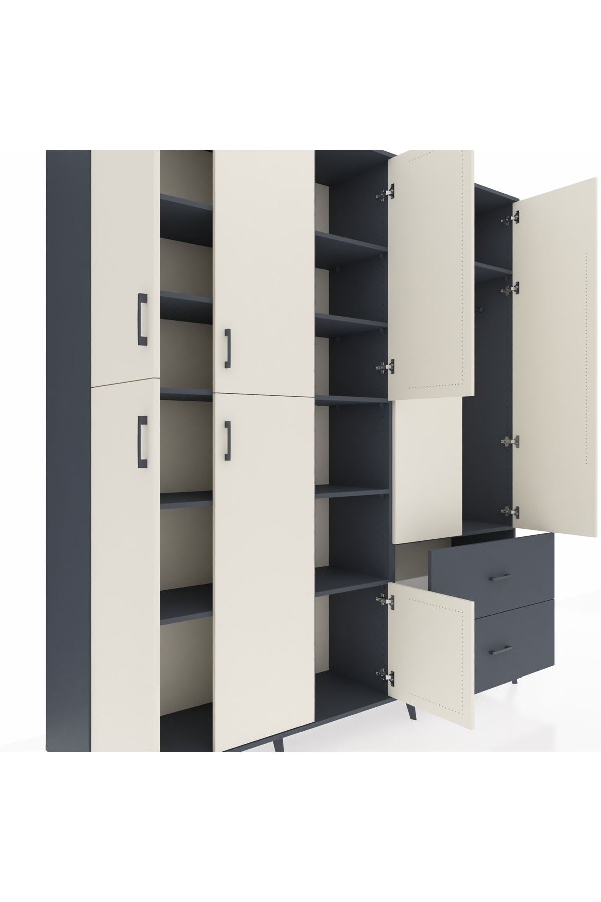 Hyperion Dolap 12 Raflı 2 Çekmeceli Tek Askılı 220x44x243 - S553M063V14B