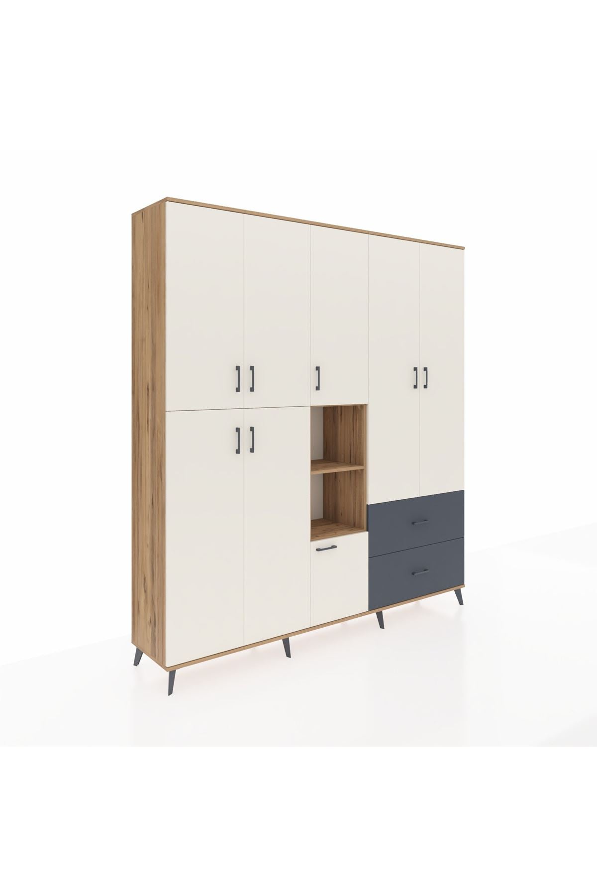 Hyperion Dolap 12 Raflı 2 Çekmeceli Tek Askılı 220x44x243 - S553M063V23B