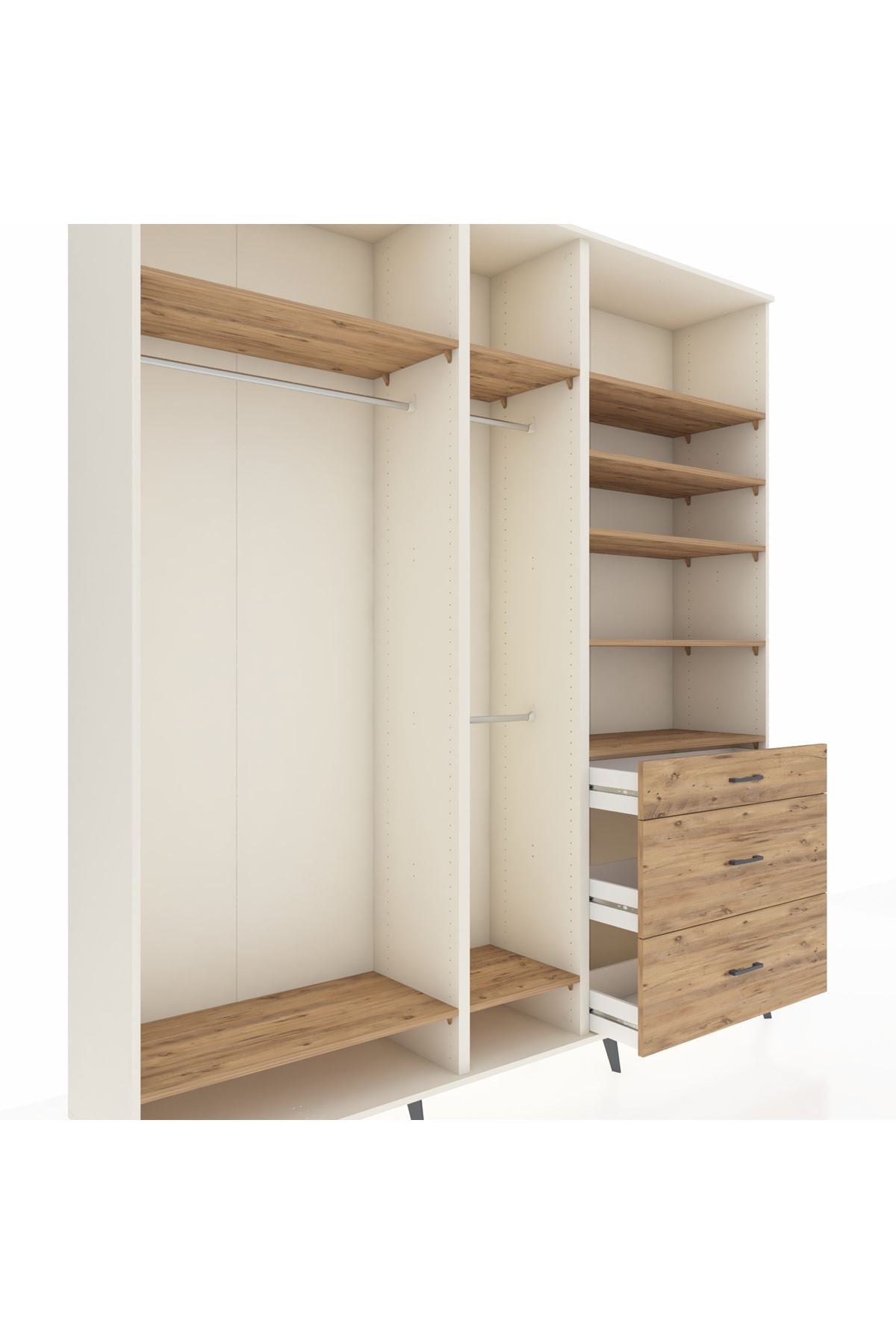 Hyperion Dolap 9 Raflı 3 Çekmeceli 3 Askılı 220x44x243 - S553M064V03B