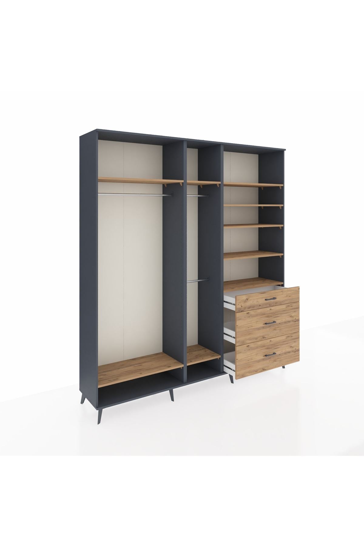 Hyperion Dolap 9 Raflı 3 Çekmeceli 3 Askılı 220x44x243 - S553M064V12B