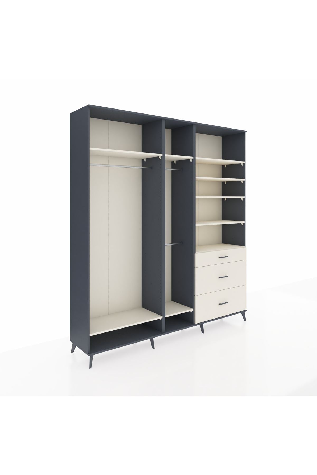 Hyperion Dolap 9 Raflı 3 Çekmeceli 3 Askılı 220x44x243 - S553M064V13B
