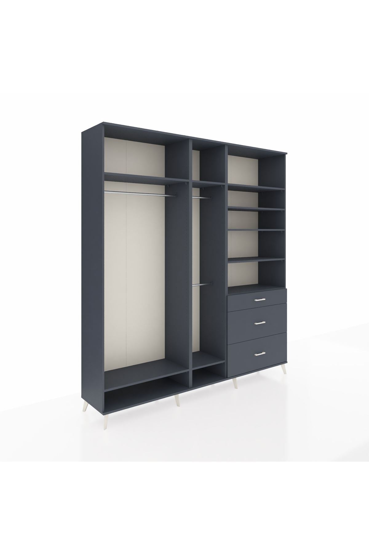 Hyperion Dolap 9 Raflı 3 Çekmeceli 3 Askılı 220x44x243 - S553M064V17B