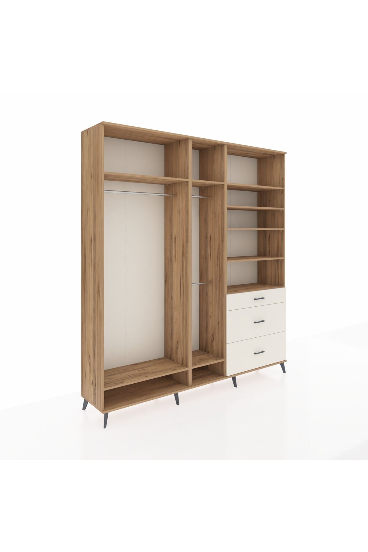 Hyperion Dolap 9 Raflı 3 Çekmeceli 3 Askılı 220x44x243 - S553M064V19B