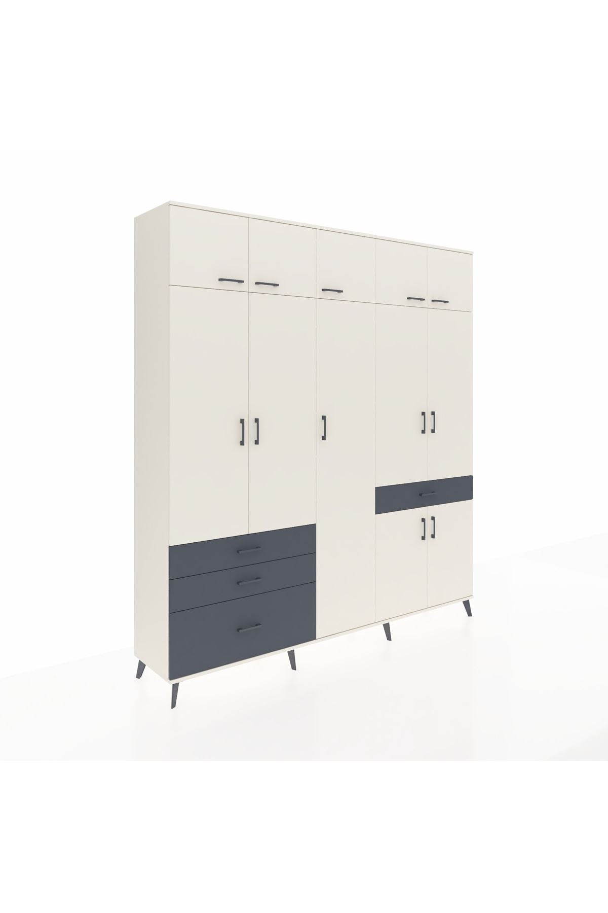 Hyperion Dolap 11 Raflı 4 Çekmeceli 2 Askılı 220x44x243 - S553M055V05B