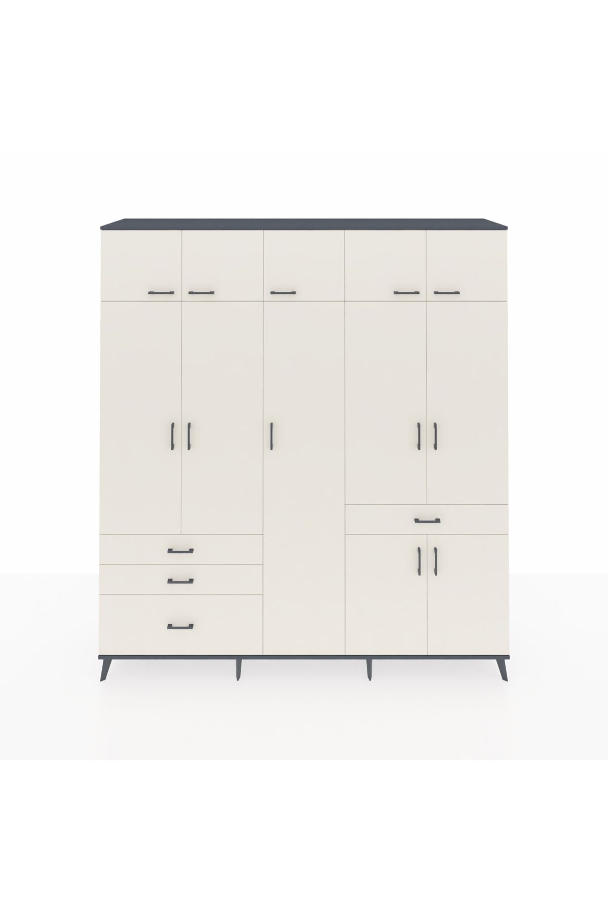 Hyperion Dolap 11 Raflı 4 Çekmeceli 2 Askılı 220x44x243 - S553M055V13B