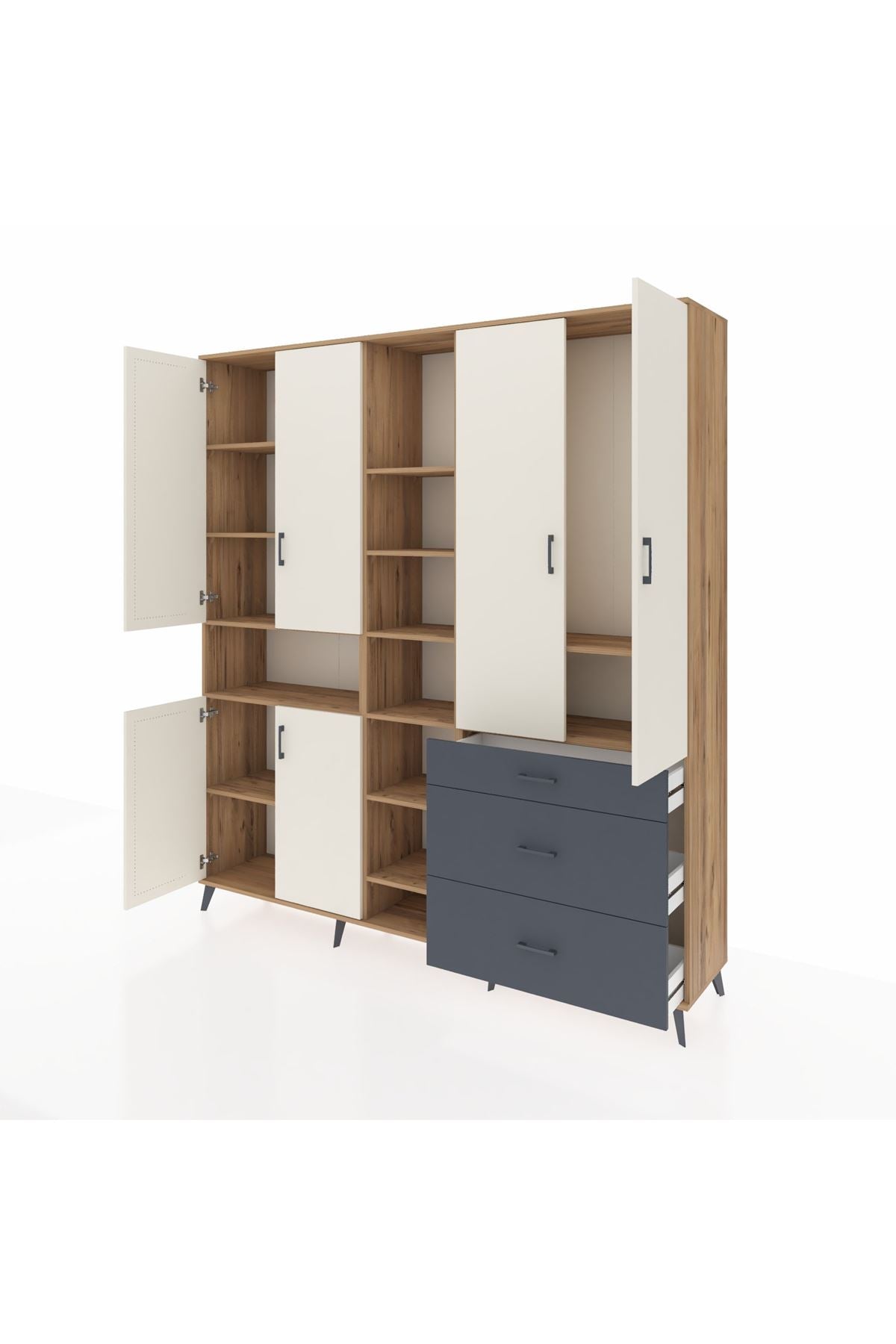 Hyperion Dolap 13 Raflı 3 Çekmeceli 6 Kapaklı 220x44x243 - S553M065V23B