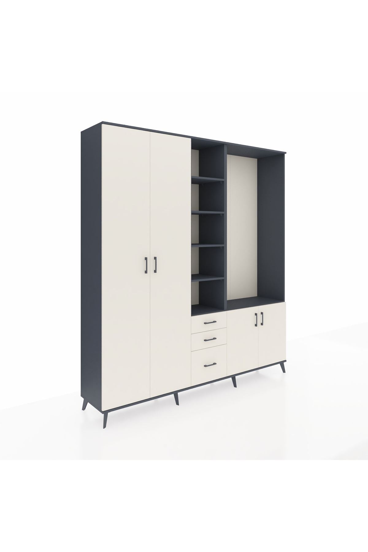 Hyperion Dolap 13 Raflı 3 Çekmeceli 4 Kapaklı 220x44x243 - S553M066V13B