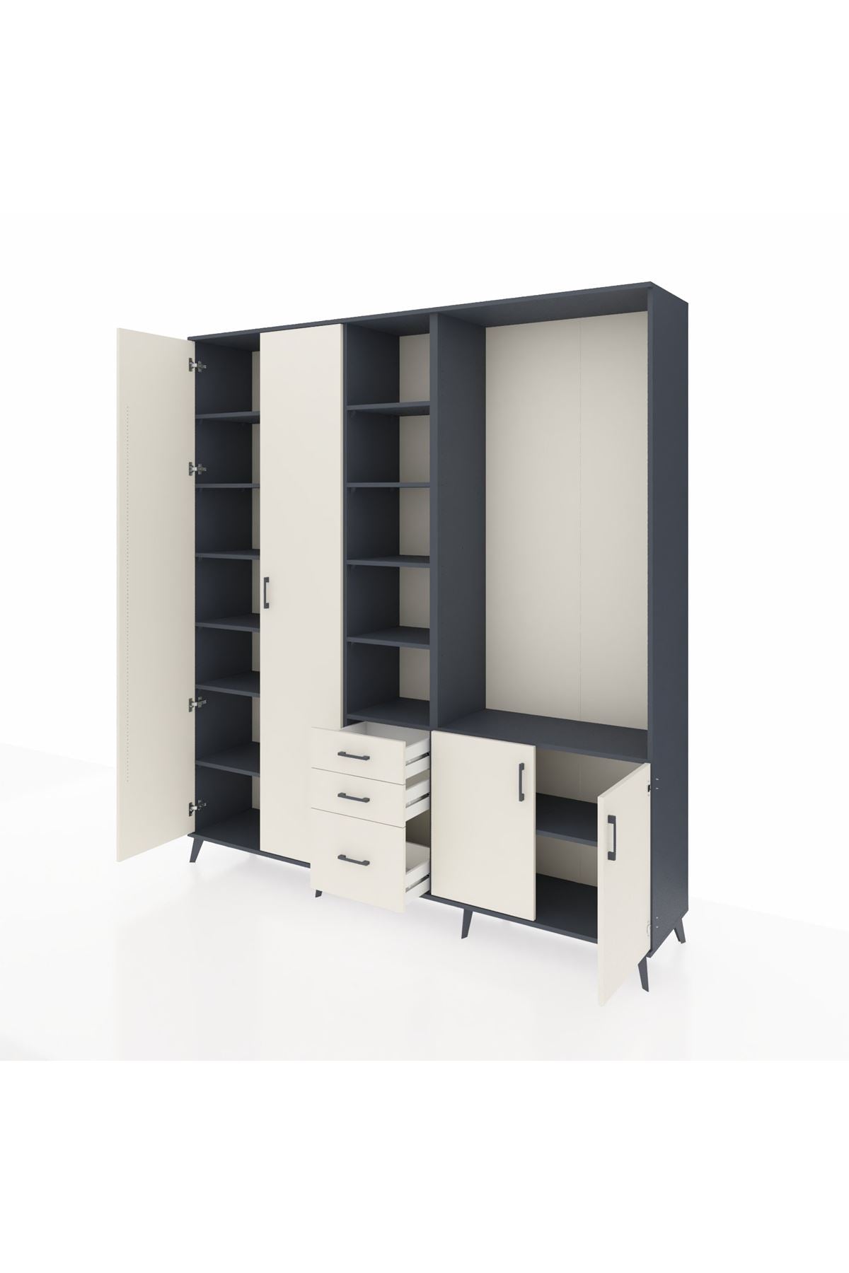 Hyperion Dolap 13 Raflı 3 Çekmeceli 4 Kapaklı 220x44x243 - S553M066V13B