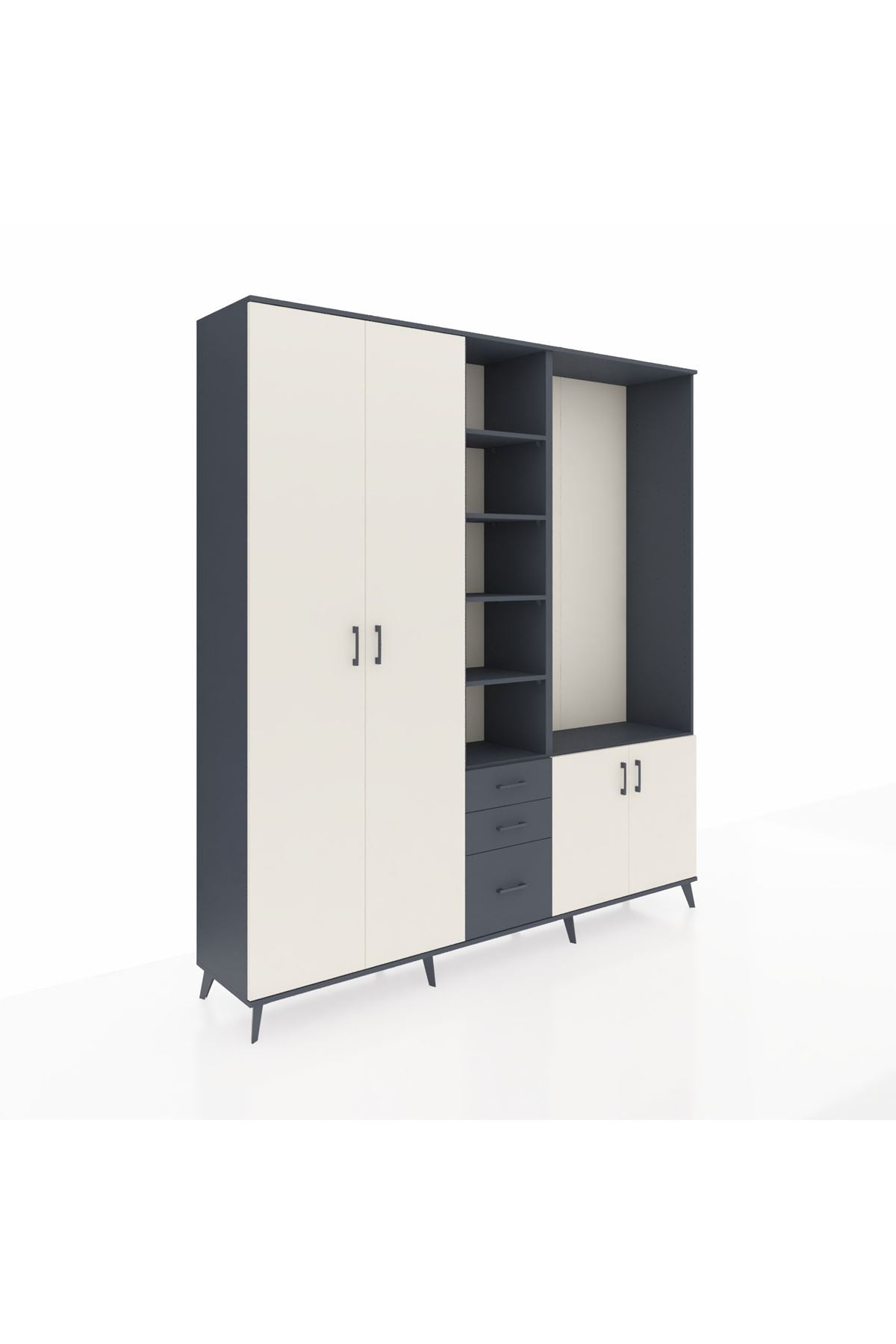 Hyperion Dolap 13 Raflı 3 Çekmeceli 4 Kapaklı 220x44x243 - S553M066V14B