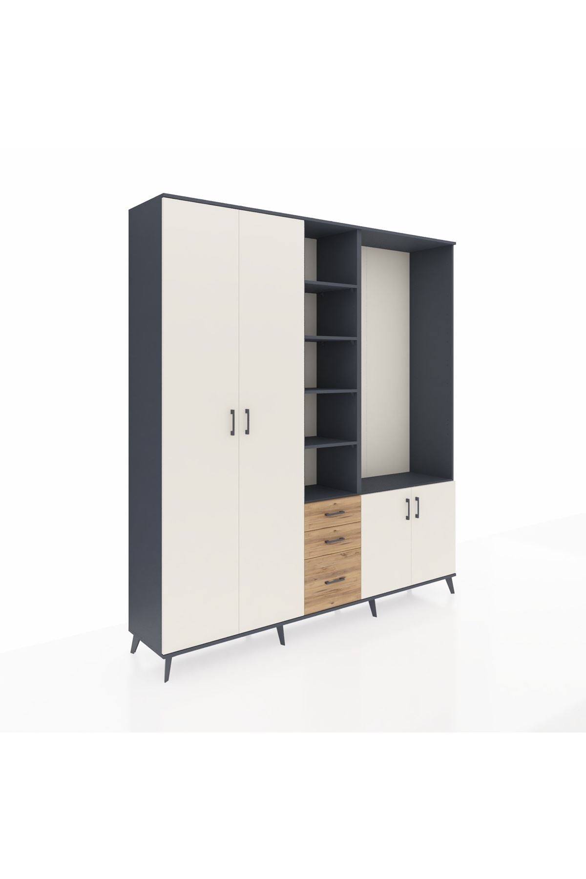 Hyperion Dolap 13 Raflı 3 Çekmeceli 4 Kapaklı 220x44x243 - S553M066V15B