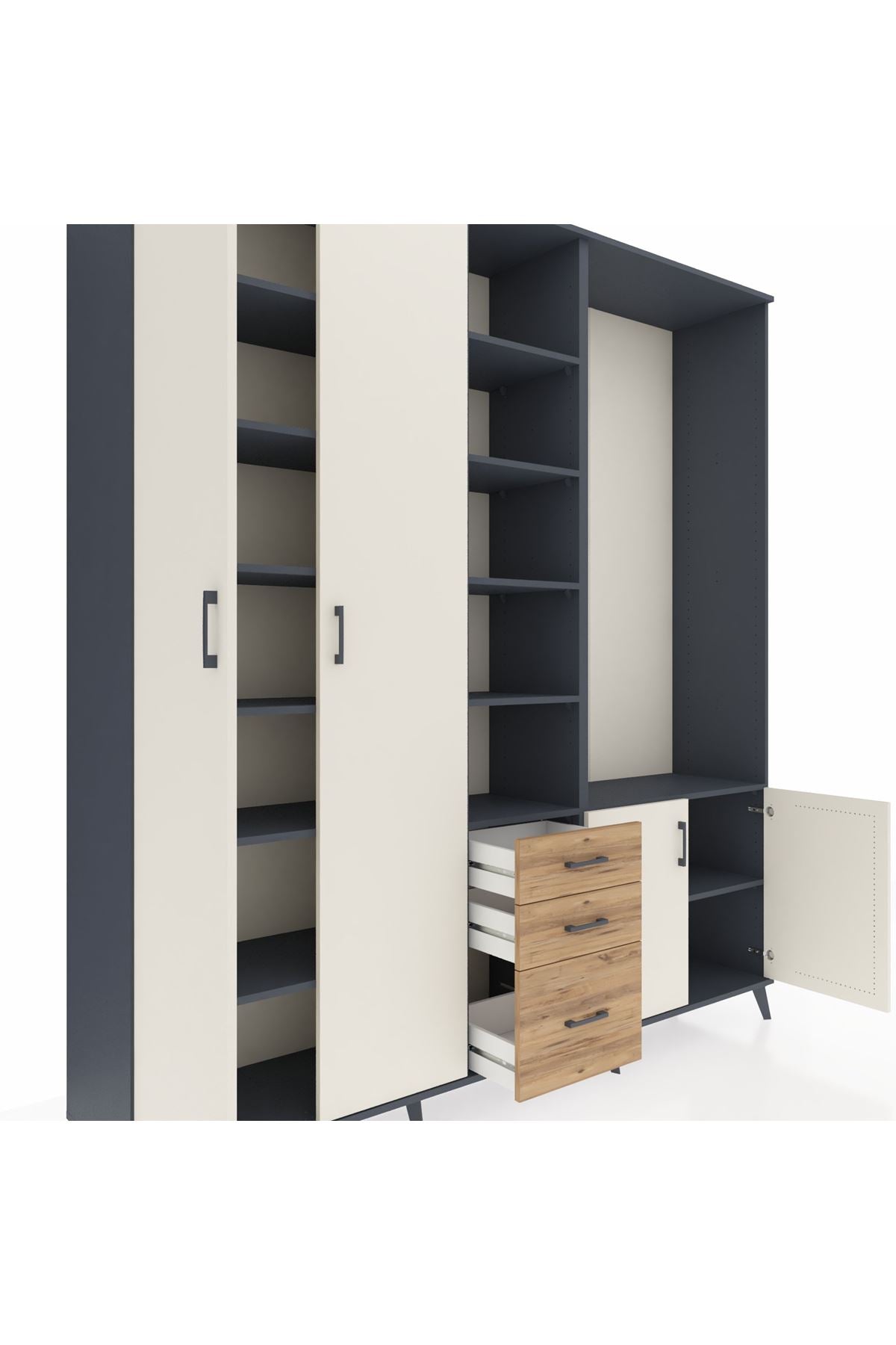 Hyperion Dolap 13 Raflı 3 Çekmeceli 4 Kapaklı 220x44x243 - S553M066V15B