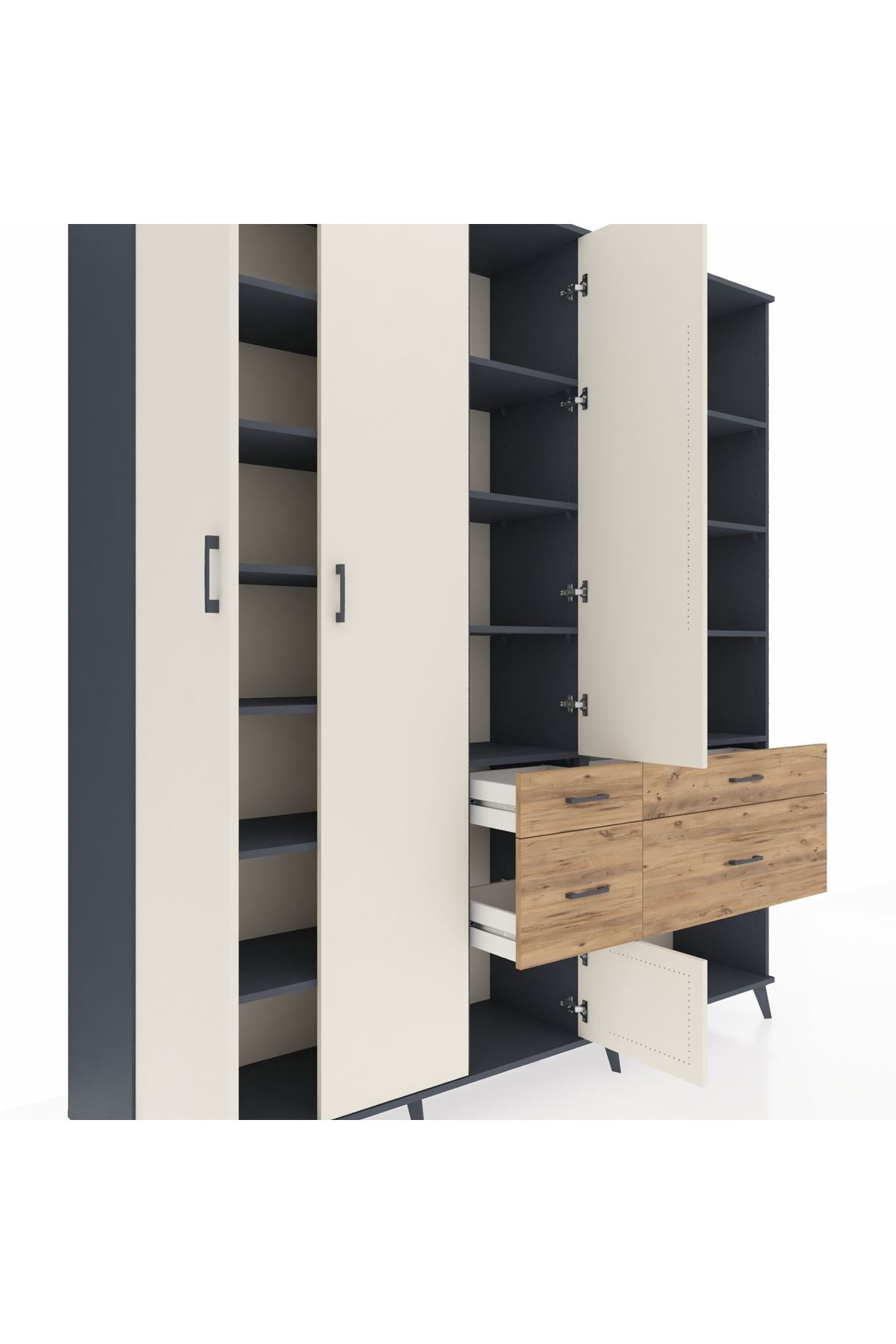 Hyperion Dolap 14 Raflı 4 Çekmeceli 4 Kapaklı 220x44x243 - S553M068V15B