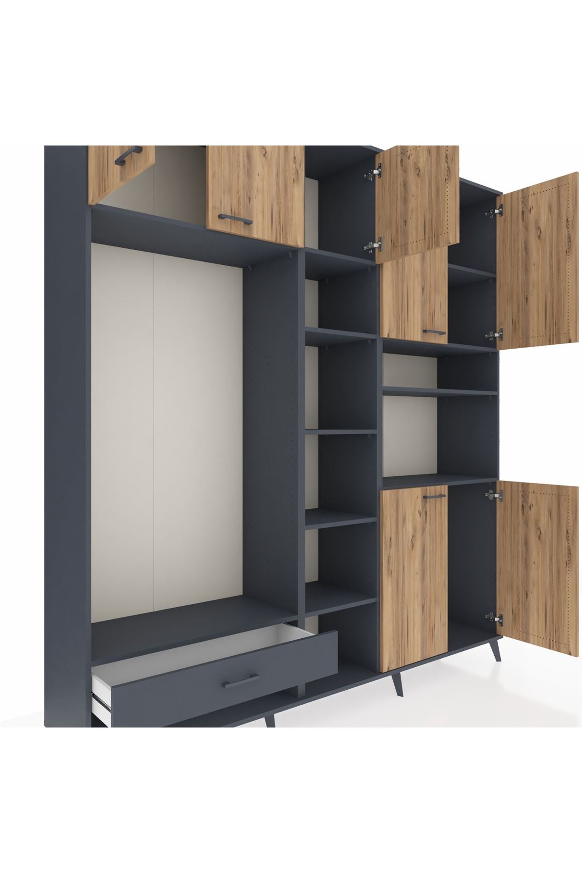 Hyperion Dolap 11 Raflı Tek Çekmeceli 7 Kapaklı 220x44x243 - S553M069V11B