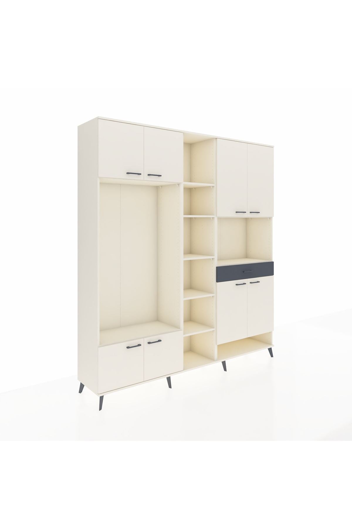 Hyperion Dolap 12 Raflı Tek Çekmeceli 8 Kapaklı 220x44x243 - S553M070V05B
