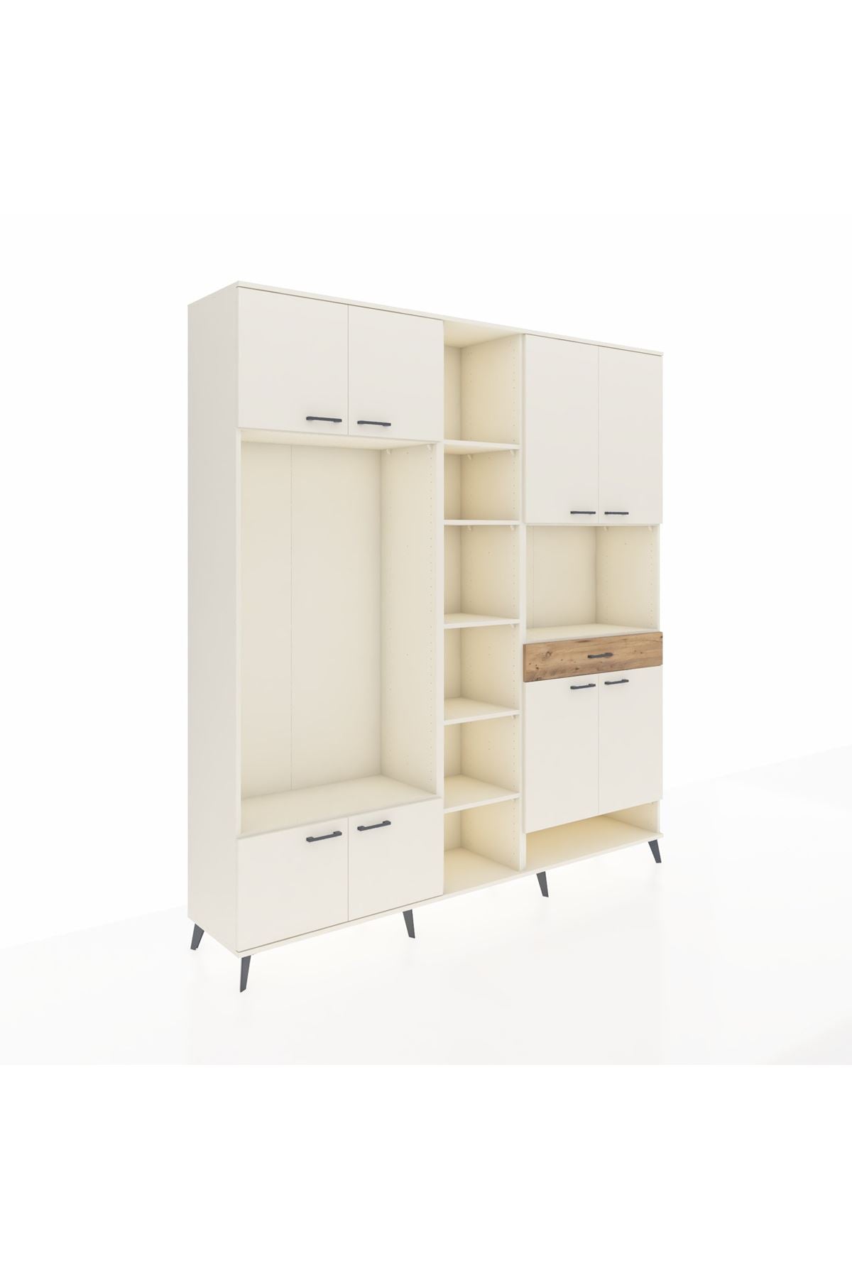 Hyperion Dolap 12 Raflı Tek Çekmeceli 8 Kapaklı 220x44x243 - S553M070V06B