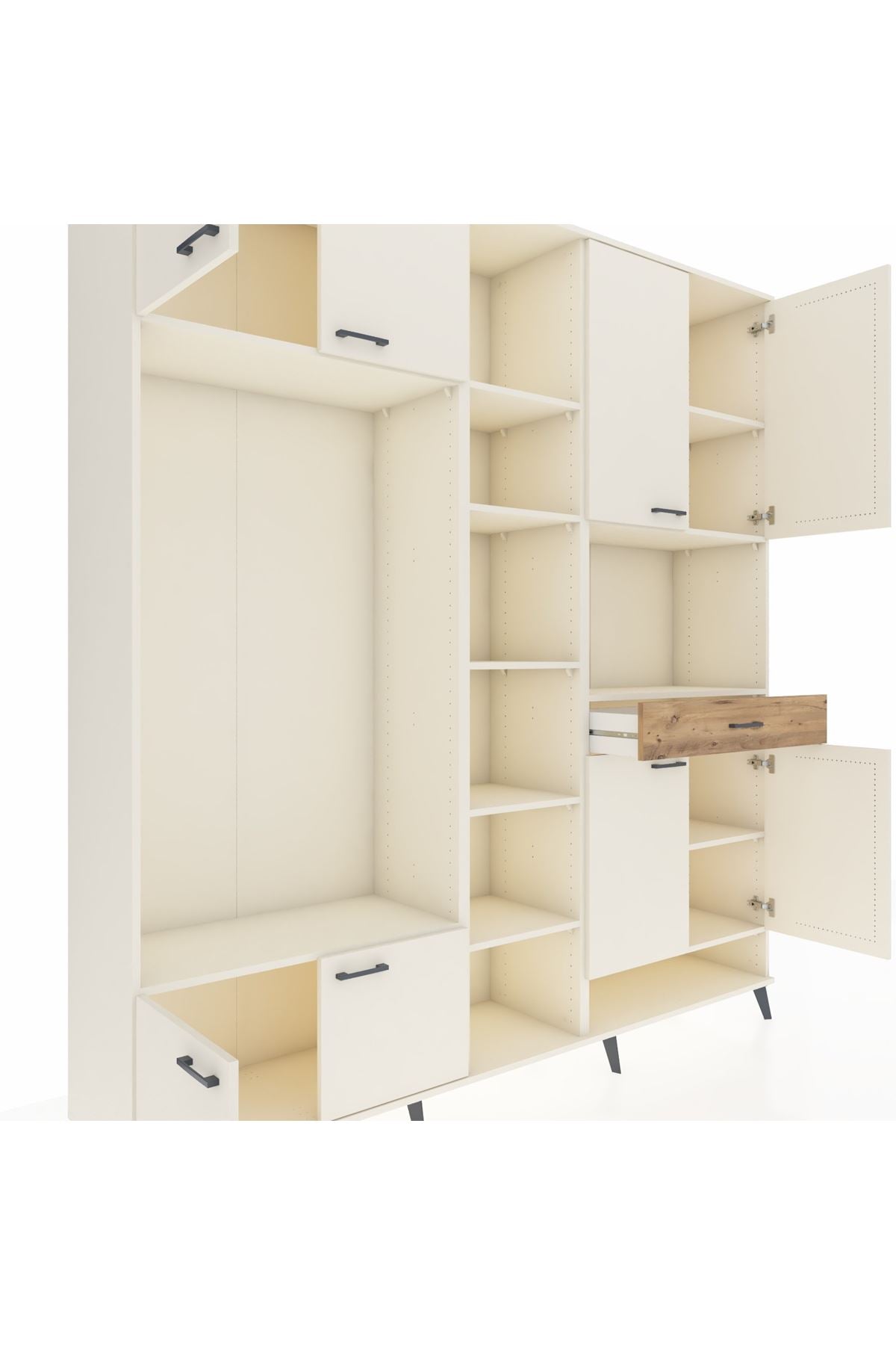 Hyperion Dolap 12 Raflı Tek Çekmeceli 8 Kapaklı 220x44x243 - S553M070V06B