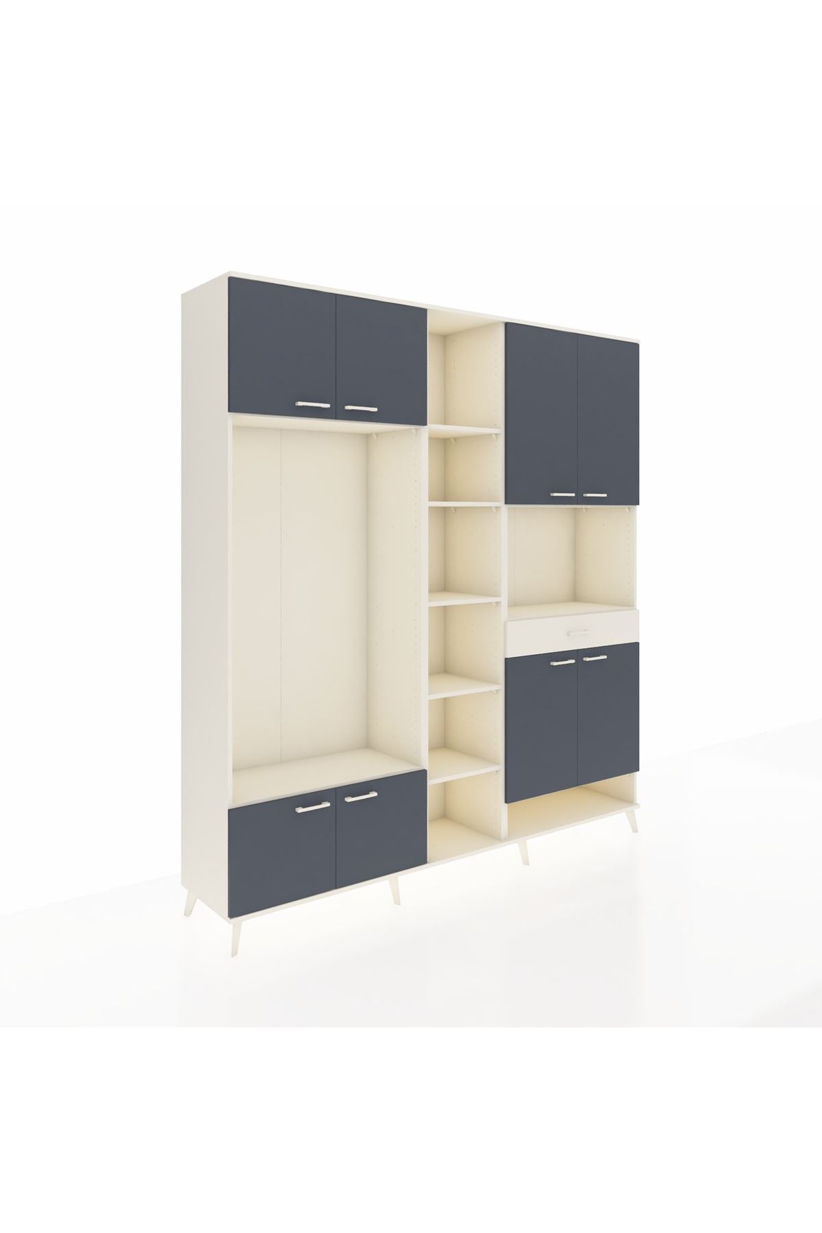 Hyperion Dolap 12 Raflı Tek Çekmeceli 8 Kapaklı 220x44x243 - S553M070V07B