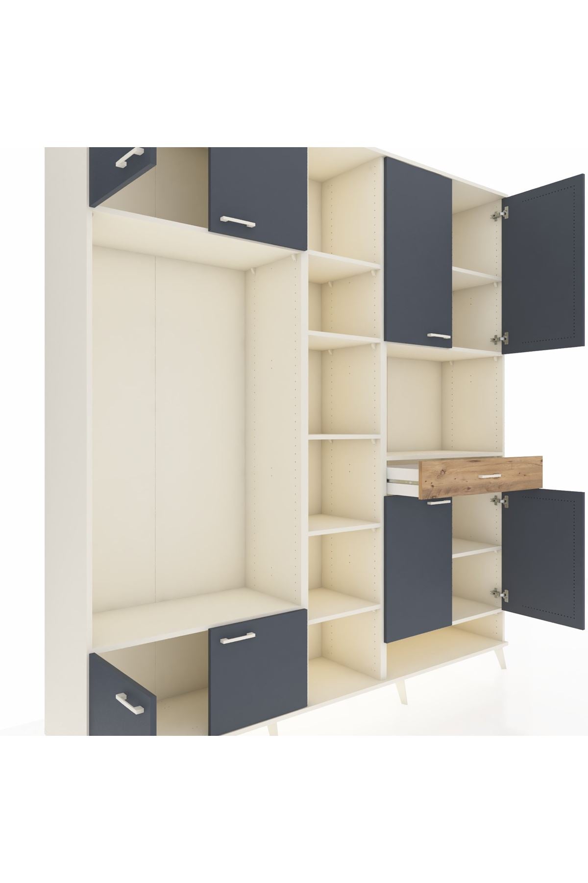 Hyperion Dolap 12 Raflı Tek Çekmeceli 8 Kapaklı 220x44x243 - S553M070V09B