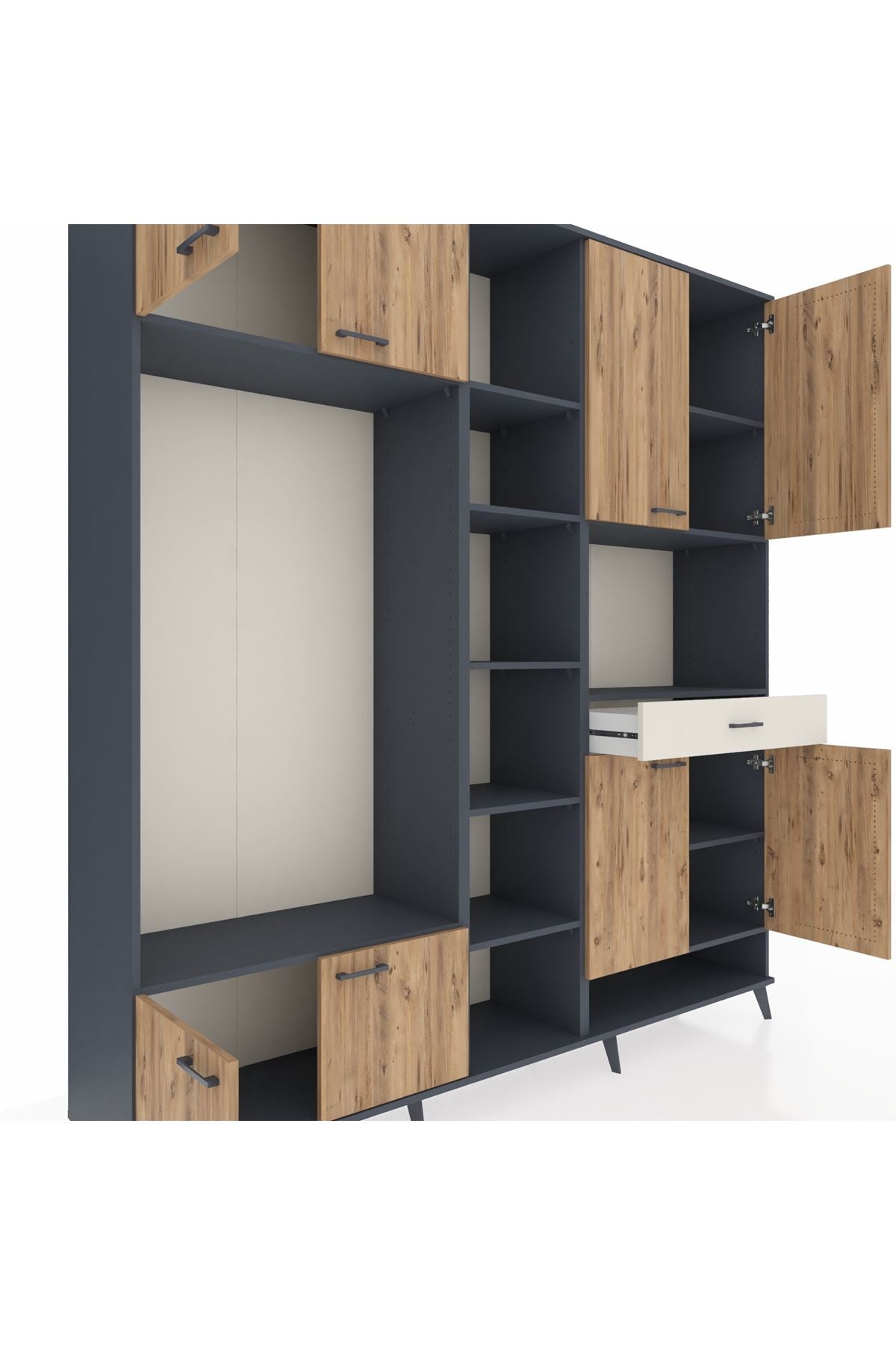 Hyperion Dolap 12 Raflı Tek Çekmeceli 8 Kapaklı 220x44x243 - S553M070V10B