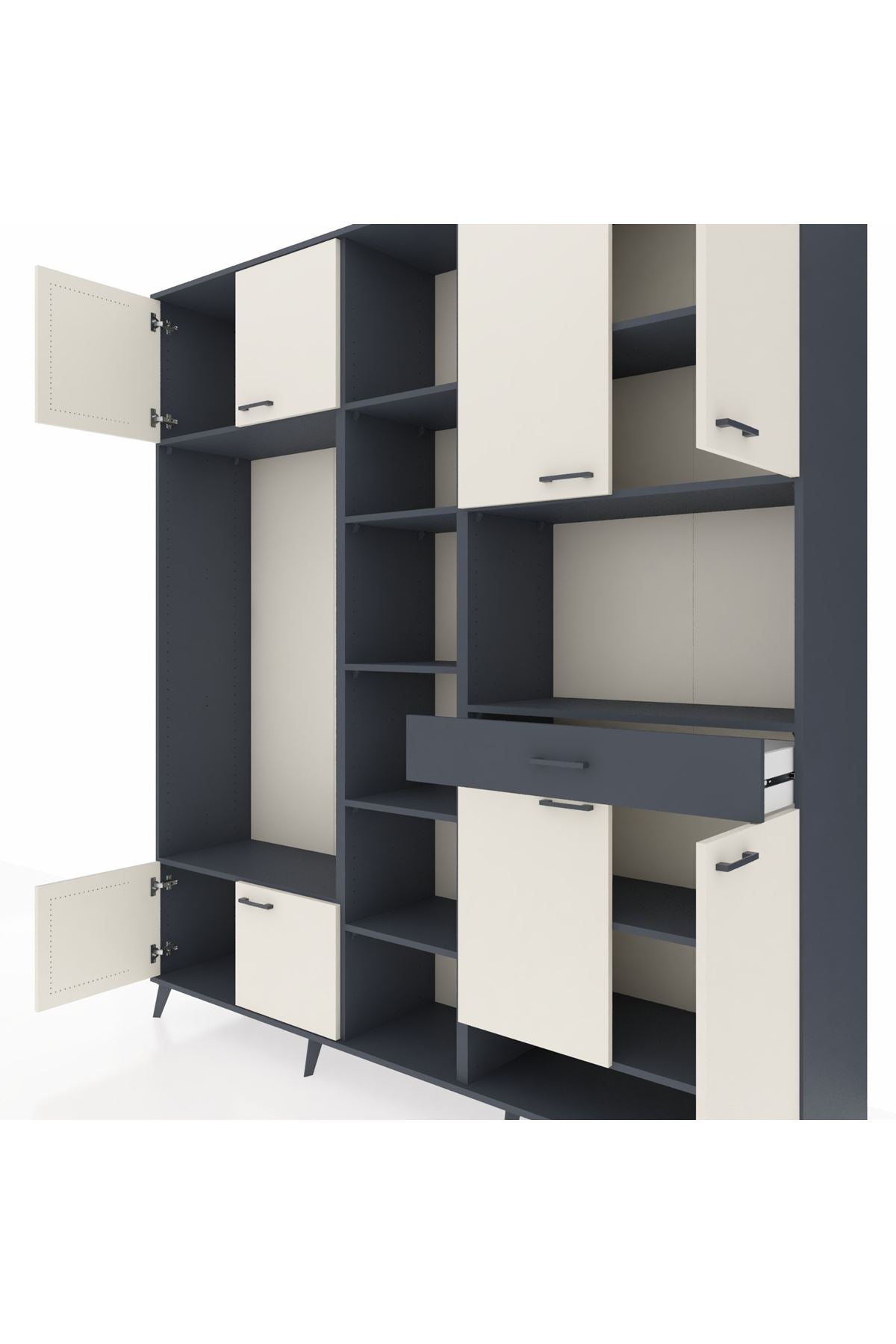 Hyperion Dolap 12 Raflı Tek Çekmeceli 8 Kapaklı 220x44x243 - S553M070V14B