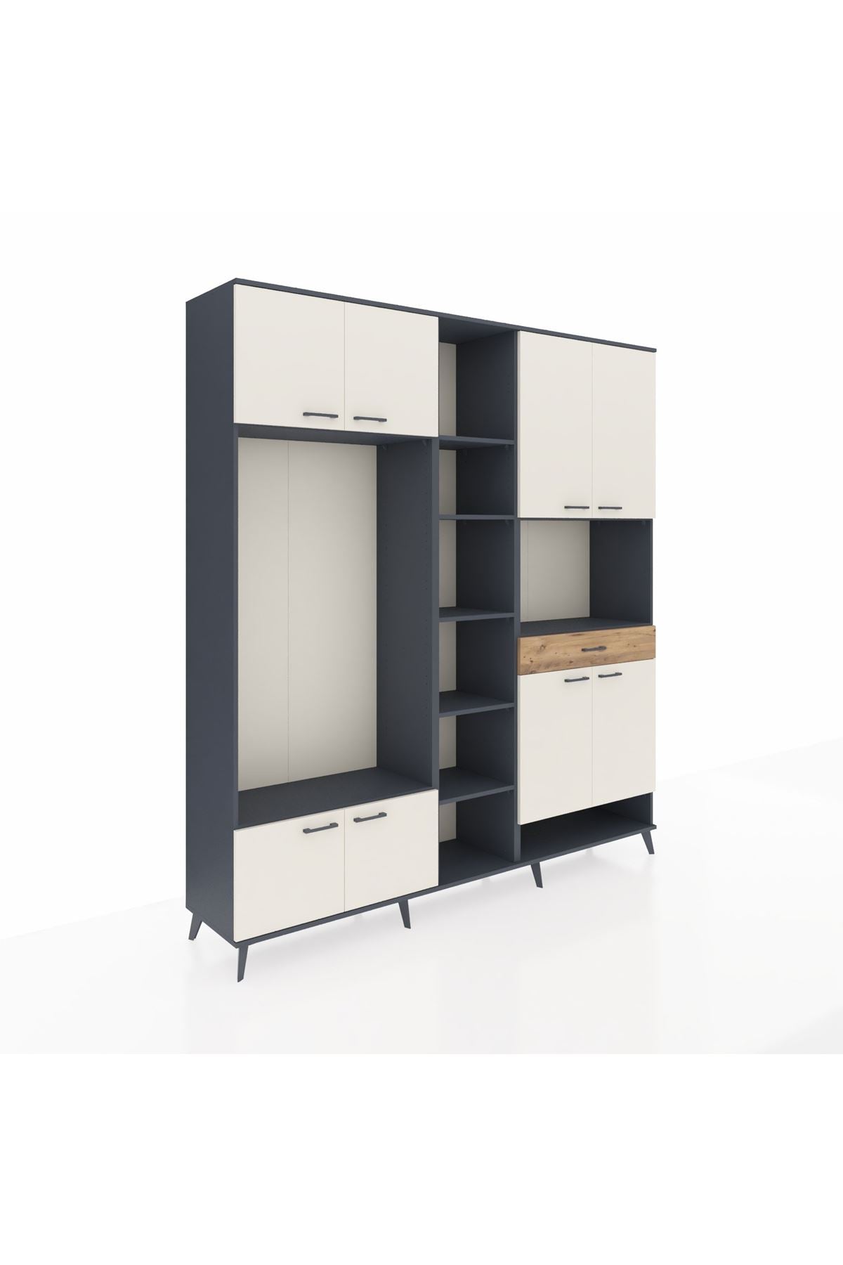 Hyperion Dolap 12 Raflı Tek Çekmeceli 8 Kapaklı 220x44x243 - S553M070V15B
