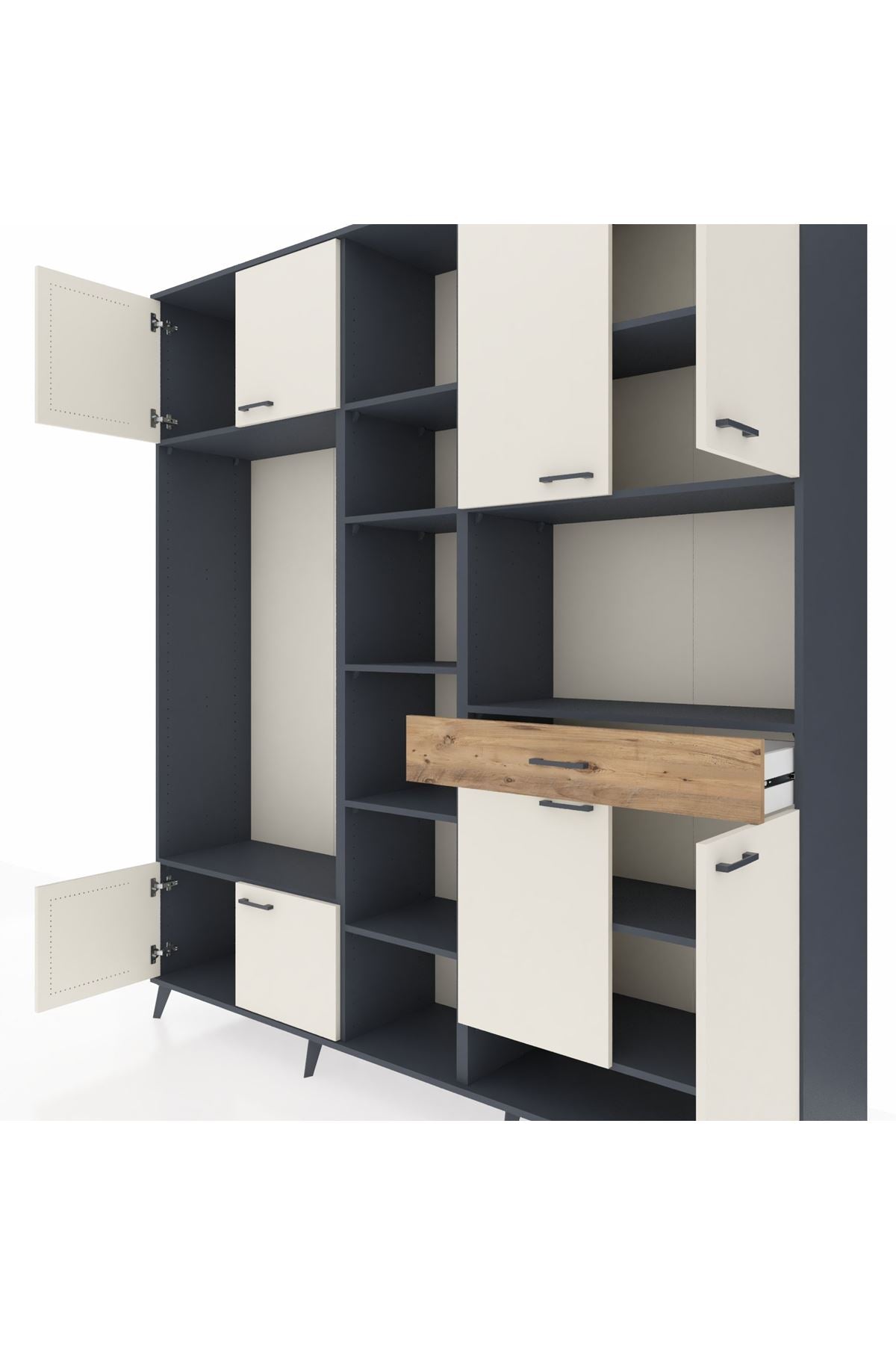 Hyperion Dolap 12 Raflı Tek Çekmeceli 8 Kapaklı 220x44x243 - S553M070V15B