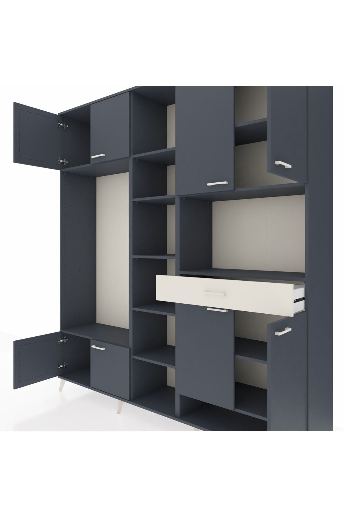 Hyperion Dolap 12 Raflı Tek Çekmeceli 8 Kapaklı 220x44x243 - S553M070V16B