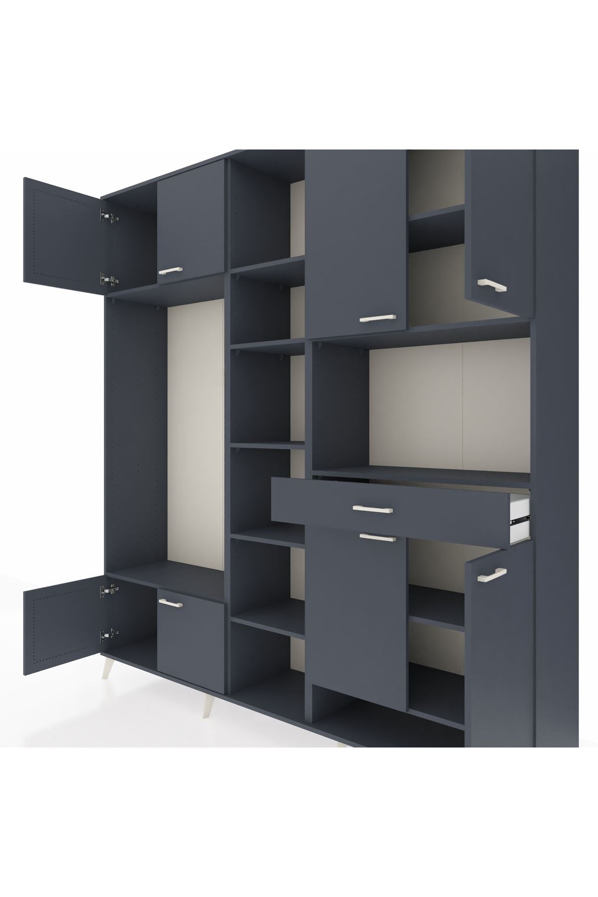 Hyperion Dolap 12 Raflı Tek Çekmeceli 8 Kapaklı 220x44x243 - S553M070V17B