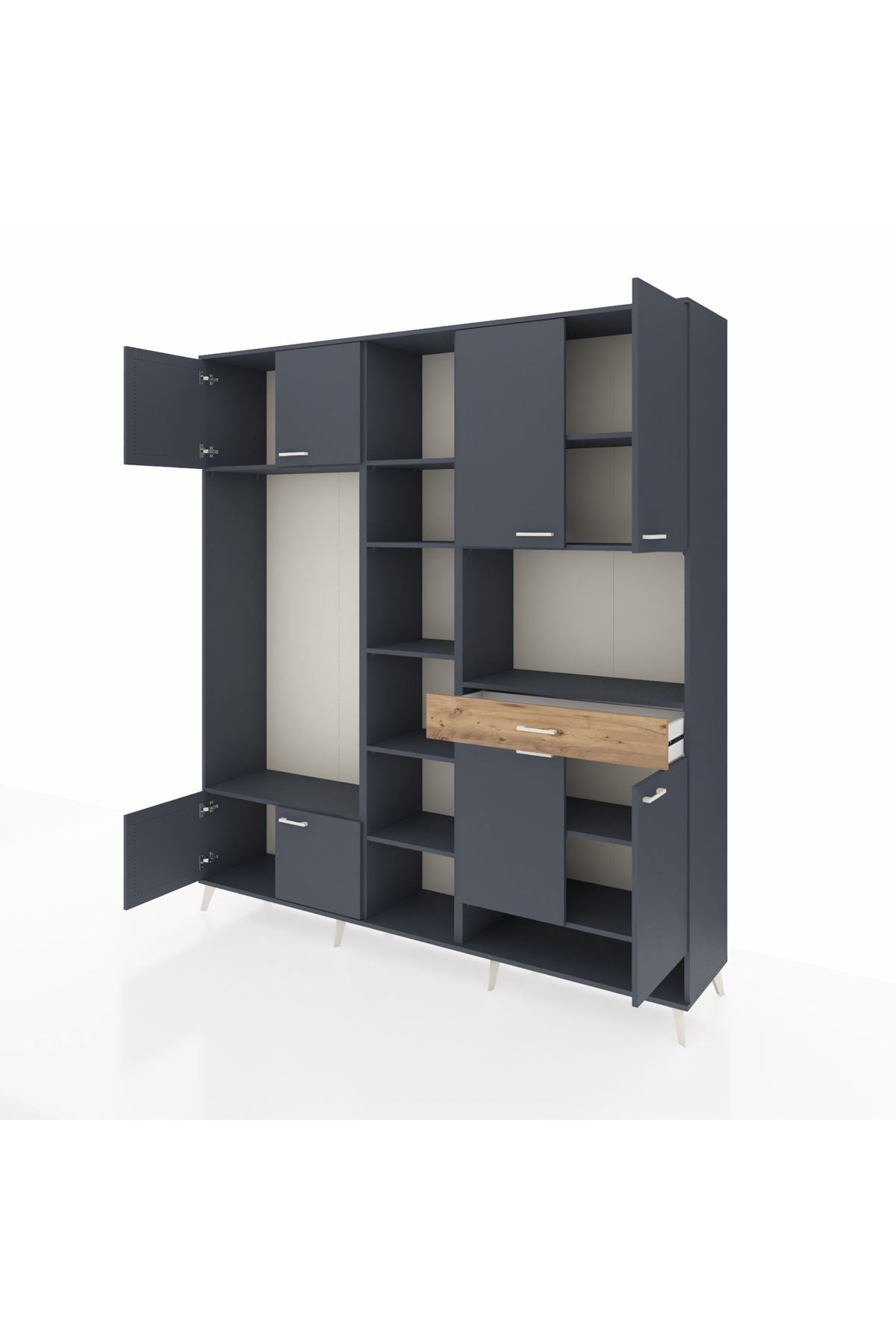 Hyperion Dolap 12 Raflı Tek Çekmeceli 8 Kapaklı 220x44x243 - S553M070V18B