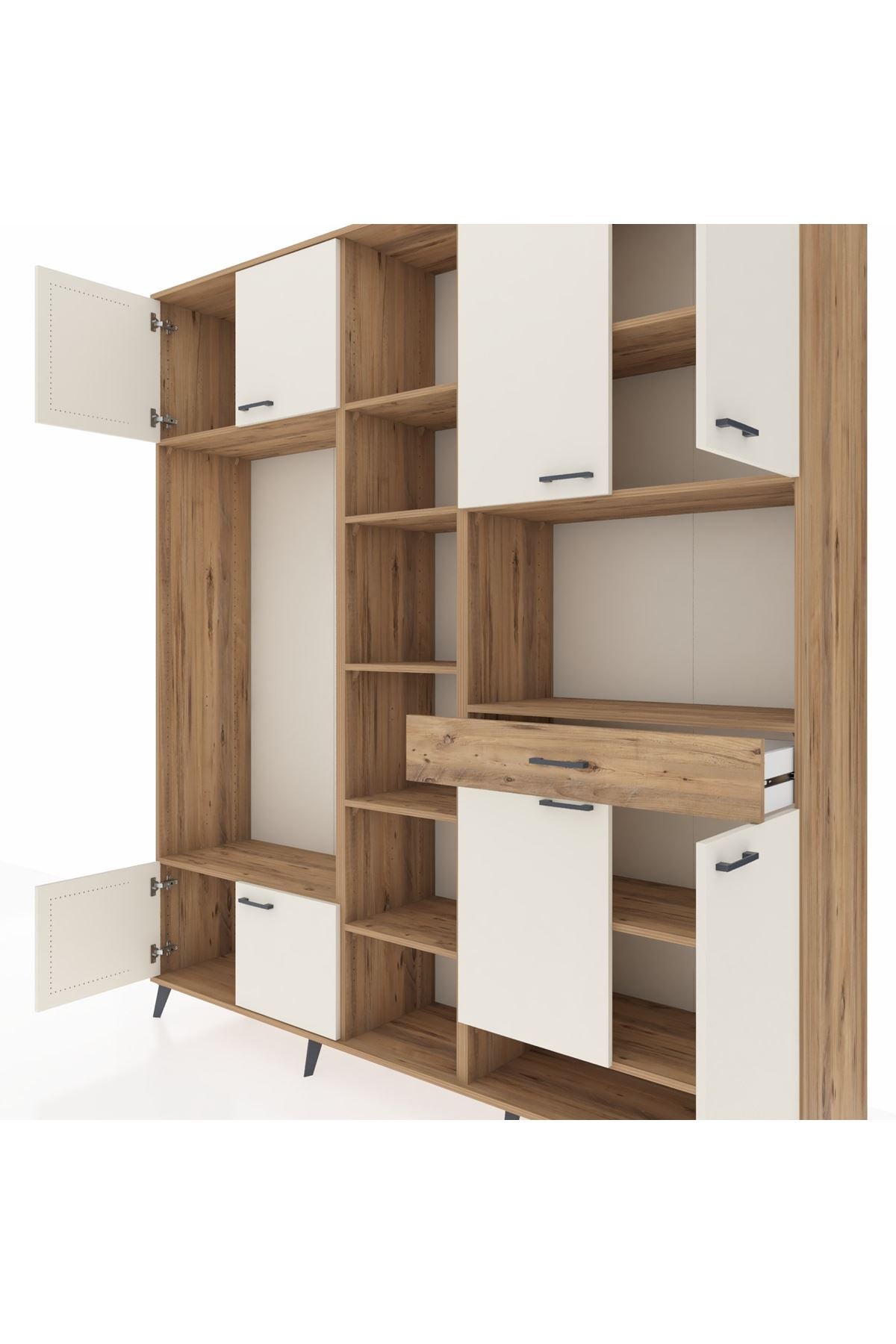 Hyperion Dolap 12 Raflı Tek Çekmeceli 8 Kapaklı 220x44x243 - S553M070V24B