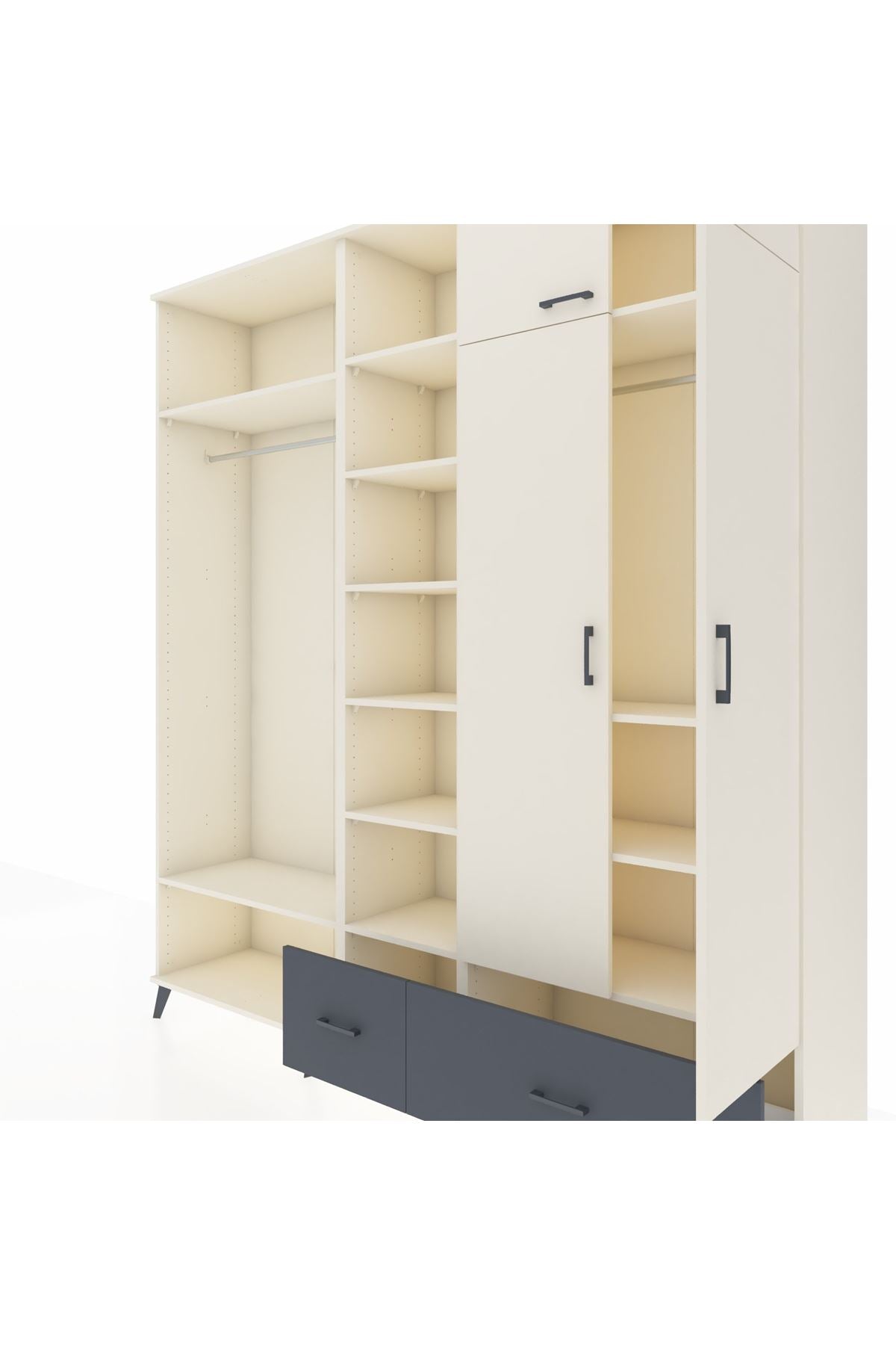 Hyperion Dolap 12 Raflı 2 Çekmeceli 2 Askılı 220x44x243 - S553M072V05B