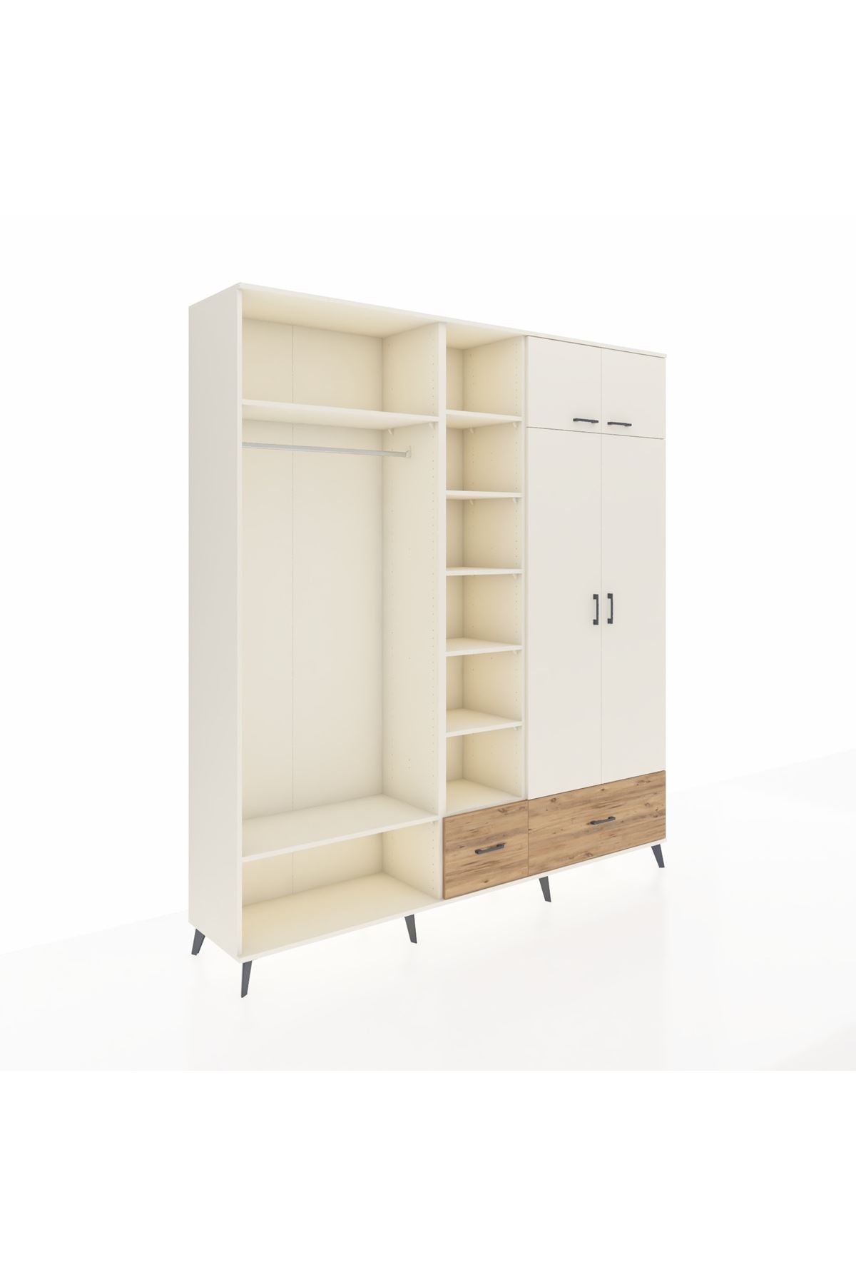 Hyperion Dolap 12 Raflı 2 Çekmeceli 2 Askılı 220x44x243 - S553M072V06B