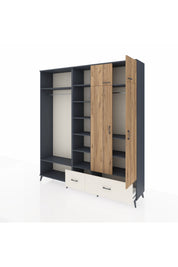Hyperion Dolap 12 Raflı 2 Çekmeceli 2 Askılı 220x44x243 - S553M072V10B