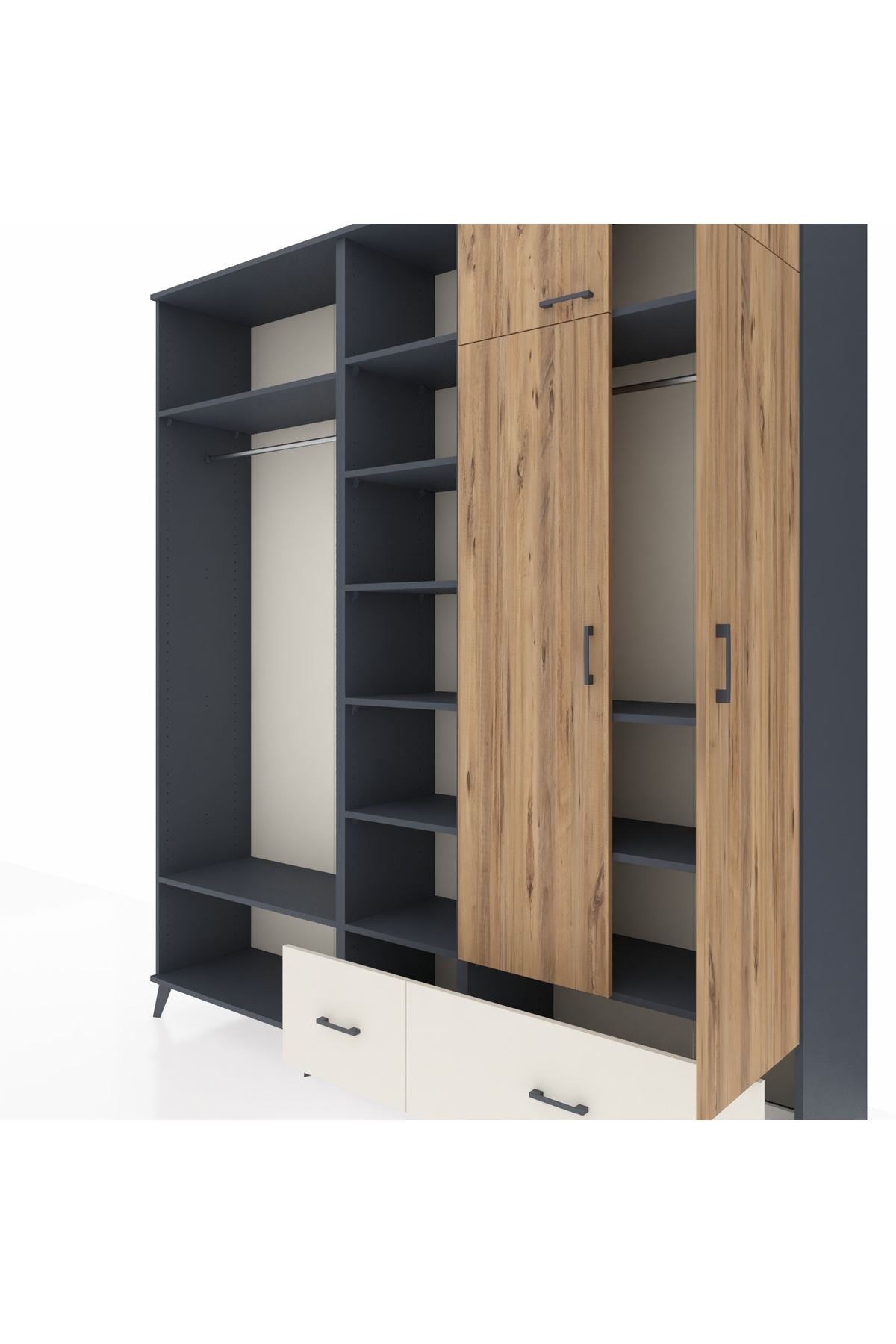 Hyperion Dolap 12 Raflı 2 Çekmeceli 2 Askılı 220x44x243 - S553M072V10B