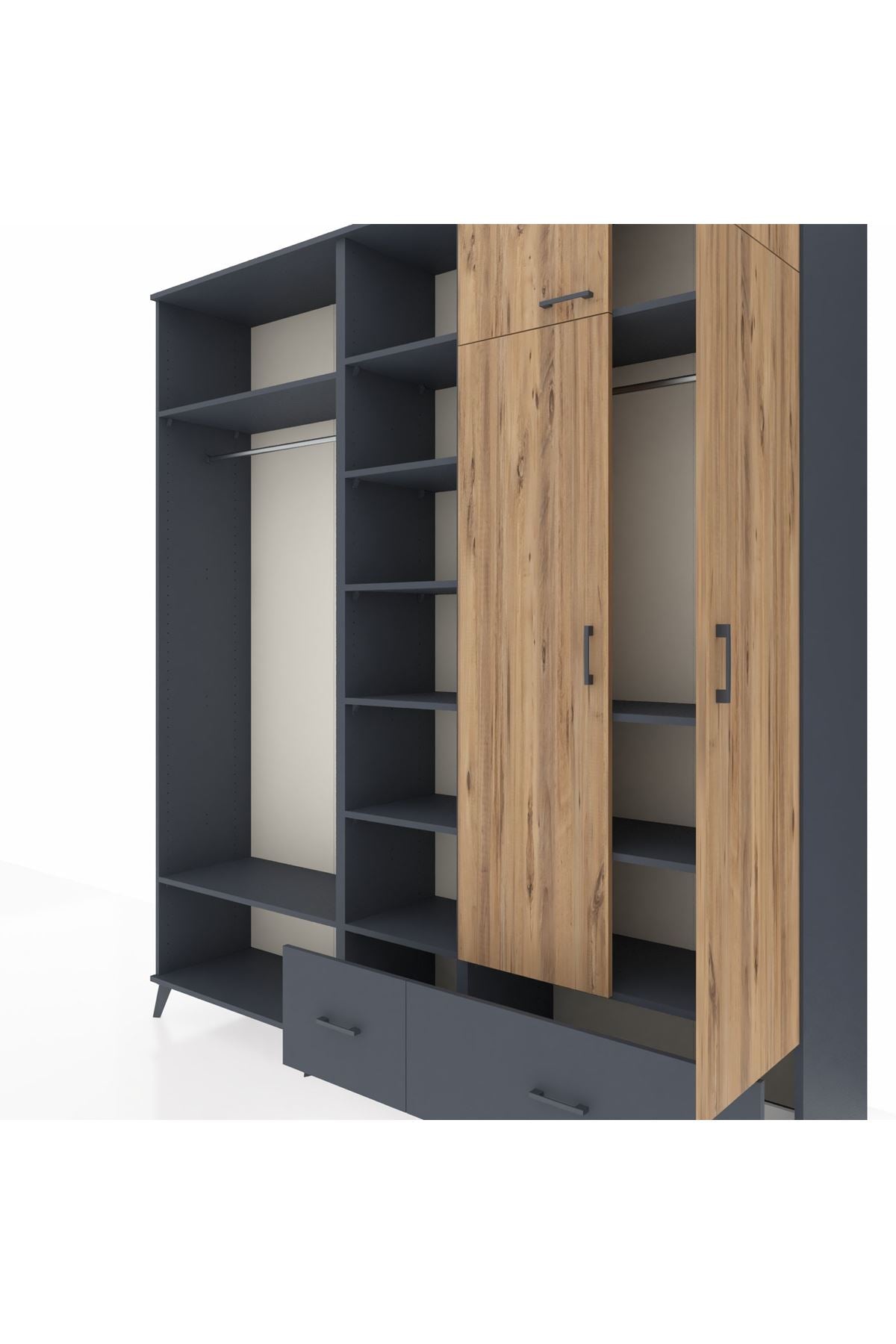 Hyperion Dolap 12 Raflı 2 Çekmeceli 2 Askılı 220x44x243 - S553M072V11B